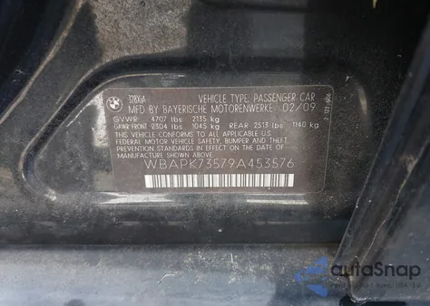 2009 BMW 328I xDrive из США, поврежденный, VIN WBAPK73579A453576